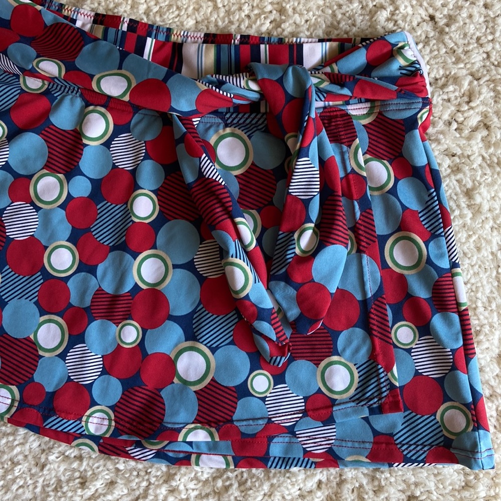 Mod polka dots and stripes sporty athletic mini skirt
